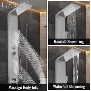 Στήλη Υδρομασάζ LOTUS® ΜΕ ΚΑΤΑΡΡΑΚΤΗ & ΒΡΥΣΗ-INOX 304-HOTELINE ΔΩΡΕΑΝ ΑΠΟΣΤΟΛΗ